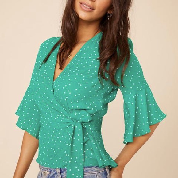 BB DAKOTA X STEVE MADDEN Micro-Dot Wrap Top NWT S - Picture 4 of 9